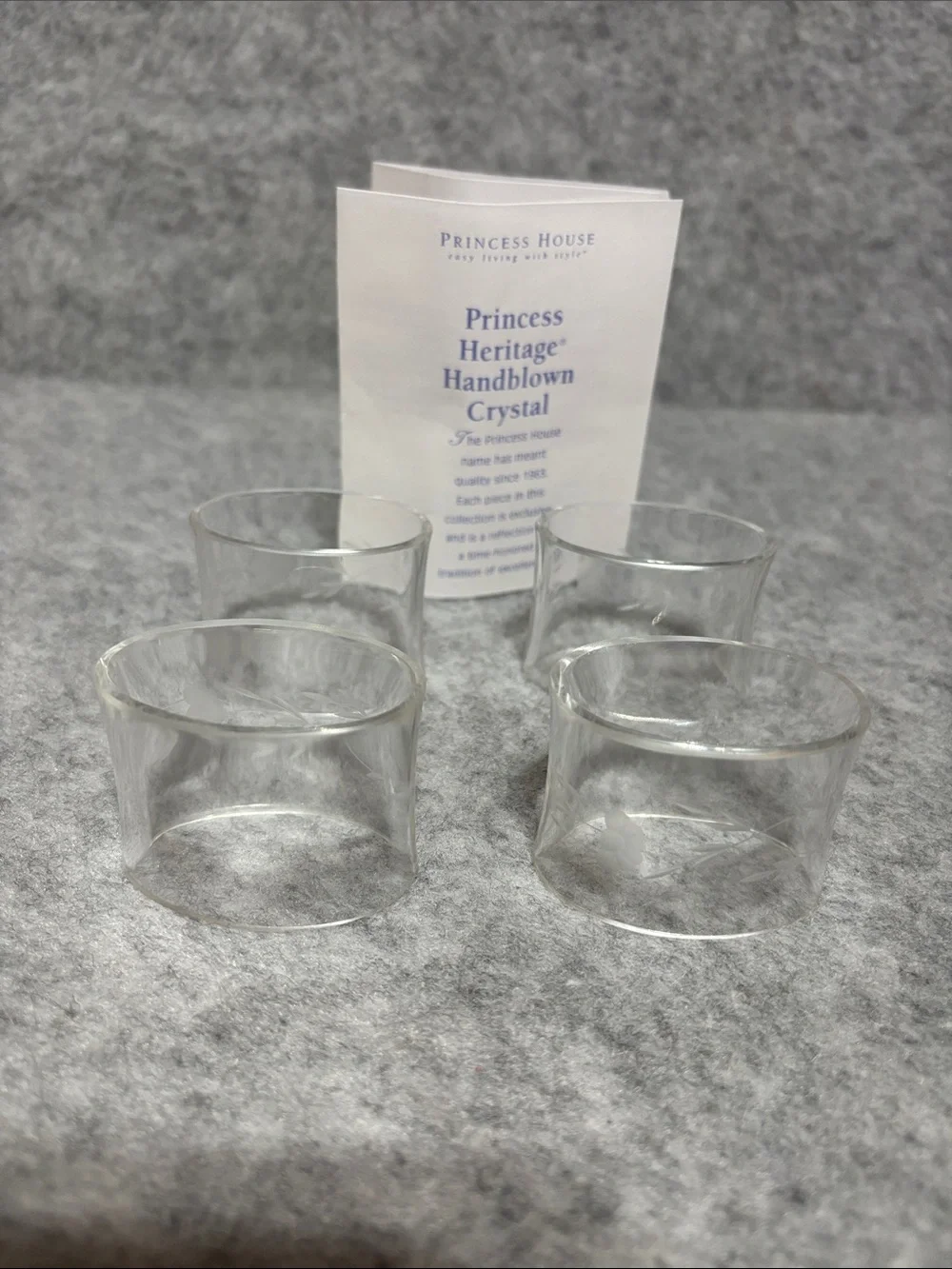 4 Crystal Napkin Rings by Princess House in the Original Box 6488 NIB